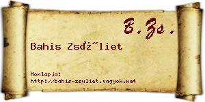 Bahis Zsüliet névjegykártya
